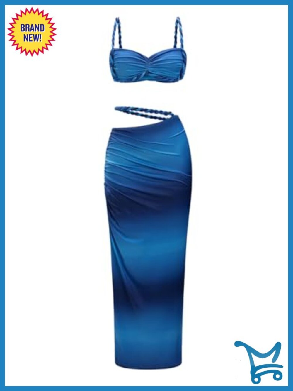 Sexy Two Piece Skirt Set Ruched Backless Cami Top Cut Out Mini Skirt Night Out